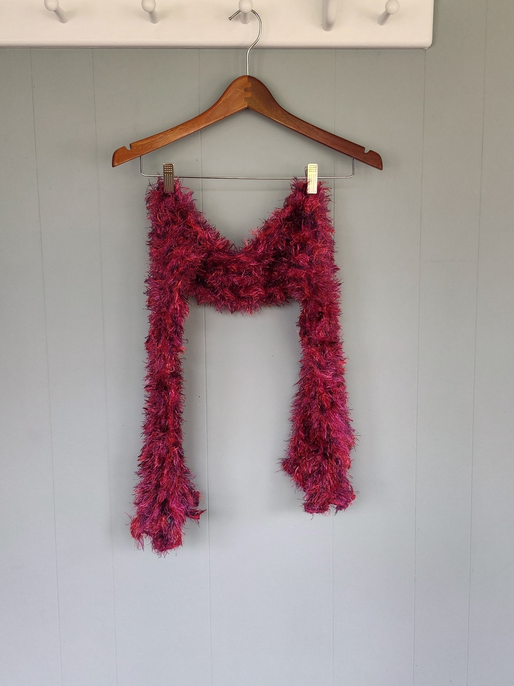 Vintage Fuzzy Pink Feathered Scarf - Women Accessories